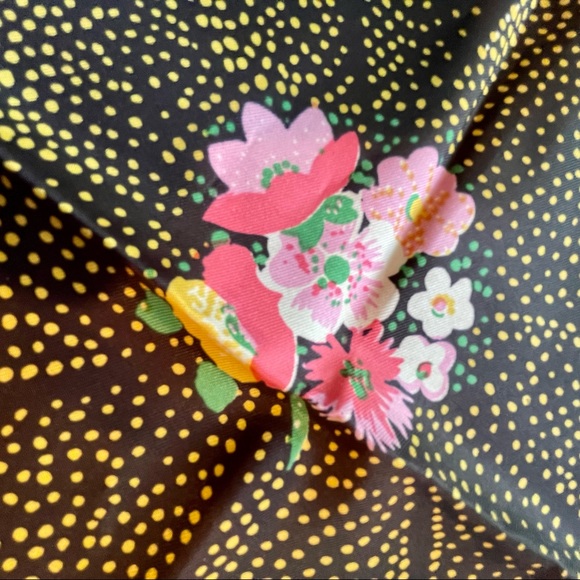 Fabulous Floral Vintage Scarf with Tags Black Green Gold - Picture 5 of 8